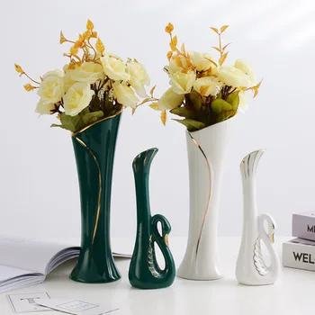 Nordic light луксозна златна керамична ваза с цветя за масата в хола, украса от сухи цветя, проста договореност на водна основа