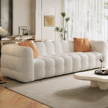 Бял диван в скандинавски стил, секционни шезлонг на пода, Изчистен диван, Единична, Малък, Мебели за дома Mobili Per La Casa За хол