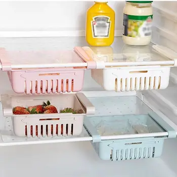 2 елемента Кутия-органайзер за хладилник с Прибиращ богат на функции на много Нива Полк за хладилника Прясно Разделительный Слой с Кухненски Органайзер за съхранение