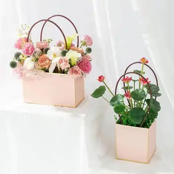 Преносима кутия за цветя с голям капацитет, водоустойчива чанта от Крафт-хартия, подарък кутия за сватбеното парти с рози, опаковка на шоколади, чанта за рожден ден