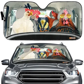 Пилешки Забавно семейство зад волана Слънцезащитен Козирка на Предното Стъкло на автомобила