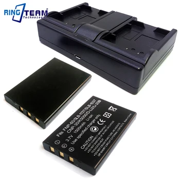 Цифрова батерия FNP-60 NP-60 2x и Двойно Зарядно устройство, USB 1x Цифров фотоапарат Fujifilm FinePix F401 F410 F601 Zoom M603 DC-T50 DC6300