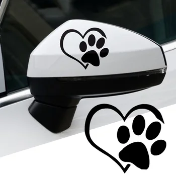 Стикер за автомобил със сладък куче лапой, с надпис Love Heart, отпечатъци от лапите на домашни любимци, стикер за полагане на купето на автомобила, универсални стикери за стъкло