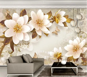 Потребителски фотообои стерео 3D релеф бижута цвете Европейския ретро ТЕЛЕВИЗИЯ фон стена дневна спалня начало декор стенопис
