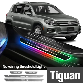 За Volkswagen VW Tiguan 2007-2023 2018 2020 Осветление на Прага на Автомобил С Индивидуално Лого LED Welcome Праг на Педала за Лампи Аксесоари