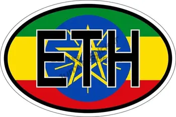Овална табелка Национален флаг Етиопия Национален код за Кола на Бронята на Лаптоп Бутилка за вода Стикер на прозореца Стайлинг автомобили Водоустойчиви Аксесоари