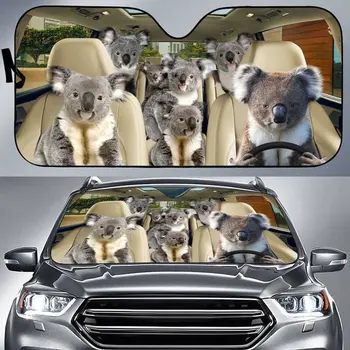 Сенника за кола с шофьор, коала, семейно автомобил с чудесни домашни любимци, на предното стъкло, предното стъкло, козирка за животни, защита от слънчева светлина, авто калъф