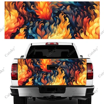 Цветни фолио за задната врата на камиона с пръски пламък, материал професионален клас, универсален, подходящ за пълен размер на камиони, устойчив на атмосферни влияния