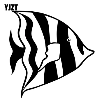 YJZT 15 см x 15,4 см, сладки животни, плаващ Риба, Vinyl стикер на прозореца на колата, черен /Сребрист Декор