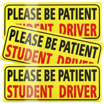 Моля, бъдете търпеливи, Шофьор-студент Стикер за нови шофьори Предупреждение за сигурност Магнитна светоотражающая стикер за водача-начинаещ броня (черно и червено)