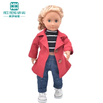 Подходящ за дрехи на американската кукла 45 см, аксесоари, мода палта, шарени тениски, дънки, подарък за момичета