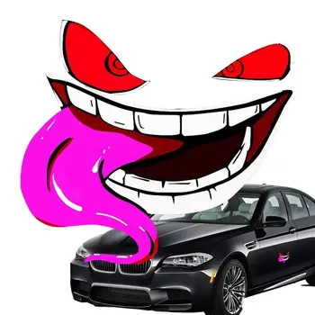 Автомобилна стикер Smile Demon, светоотражающая водоустойчив стикер на прозореца на колата, интериор екстериор на автомобила за АВТОБУСИ, мини ван, седан, suv, състезателна кола