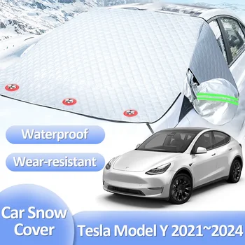 Авто Снежната Покривка за Tesla Model Y 2021 2022 2023 2024, Козирка На Предното Стъкло, Защита От Лед, Зимни Аксесоари За Екстериорни Авто