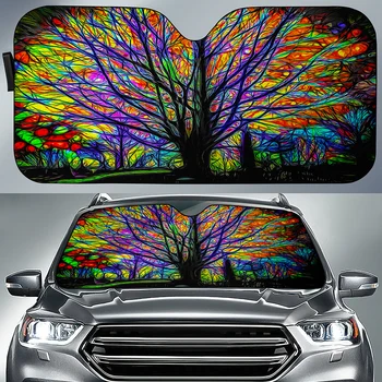 Абстрактни Произведения на Дърво сенника на предното стъкло на превозното средство Сгъваема сенника Блок Универсална UV Защита интериор Трайни Аксесоари