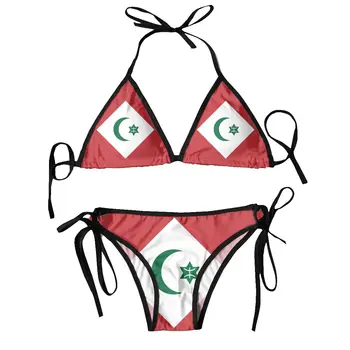 Комплект бикини, бански, Дамски бански, Секси повдигащ, бански костюм, плажно облекло с флага Rif Amazigh People, Лятна Бразилският