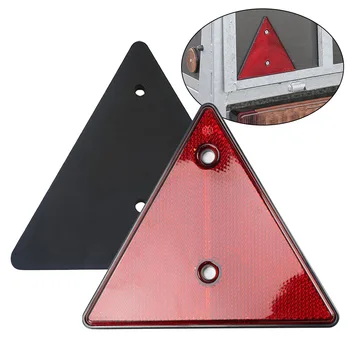 2 бр. Червени триъгълни рефлектори за здрава врата, задни рефлектори, закрепен към прицепу, триъгълни рефлектори за велосипед с ремарке