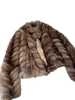 Палто с ревера от естествена кожа, ежедневната мода 2024, есен, новост 1016