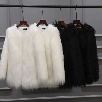 Зимно дамско палто, якета от лисици за дамски дрехи, палто от изкуствена кожа, дамски дрехи с дълъг ръкав G946