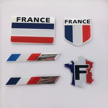 Автомобилен стайлинг 3D алуминиев флаг на Франция, емблема, икона, стикер за автомобил, стикери за автомобили-стайлинг за Peugeot 307 206 207 Citroen Renault