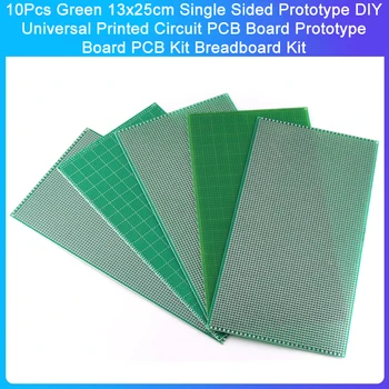 10шт Зелен 13x25 см Едностранно прототип САМ Универсална печатна платка PCB Board Прототип Платка PCB Kit Комплект макетной заплата
