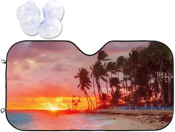 Сенника на предното стъкло за летен плаж, Авто козирка от слънцето, блокиращ ултравиолетовите лъчи, козирка (55 х 29,9