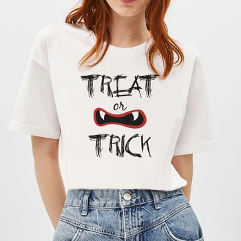 Женска тениска с писмото принтом BLINGPAW, дамски потници и тениски, забавна тениска от бял памук от серията Хелоуин
