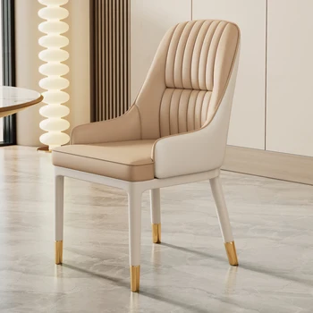 Модерни Трапезни столове за всекидневна Минималистичен дизайн, Метални Европейските Трапезни Столове Кожено Уникална Мебели за спалня Sillas