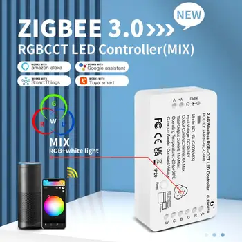 3.0 DC12-24V RGB + CCT RGBW WWCW Интелигентен Контролер Led Лента Гласово Управление на Работа с Echo Plus SmartThings