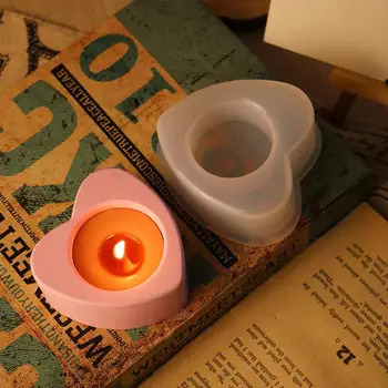 Универсална настолна декоративна ароматна свещ 3D във формата на сърце, преносима форма за свещи във формата на сърце, професионална форма за свещник, ръчно изработени