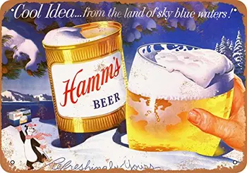 Метална табела - 1956 Hamm's Beer and Winter - Ретро вид