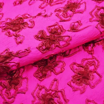 Розово-Червена 3D Жаккардовая Парчовая Плат За Рокли на Сако Поли Telas Por Метро На Au Mètre Кърпа, За да ролки плат Шевна Африканска Рана