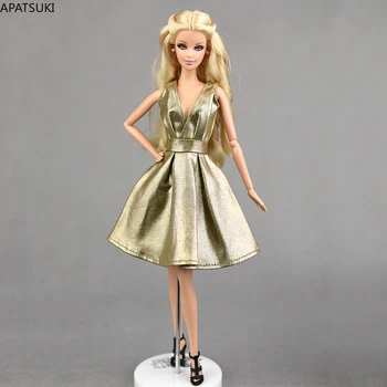 Златното кожа класически куклен рокля за кукольной дрехи кукли Барби, вечерна рокля за куклата къща кукли Барби 1/6, аксесоари за кукли, играчки