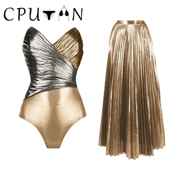 CPUTAN 2023 Секси комплект от бикини с 3D цветя, Ретро принт, Цели бански, Дамски бански костюми, поли, Бразилски бикини, Плажно облекло, рокля