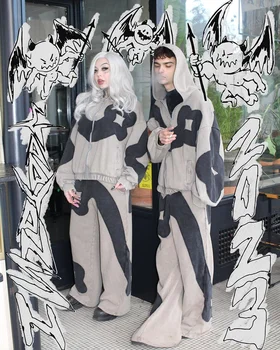 Y2k дамски дрехи hoody с качулка пуловер с дълги ръкави оверсайз градинска дрехи с принтом ретро трафика на върховете на kpop dance 2024