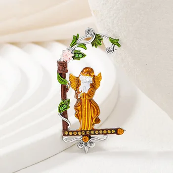 Обилна реколта средновековна брошка във формата на Ангел-девица, за жени, нишевый дизайн, елегантни игли за монасите, аксесоари за дрехи, очарователен икони