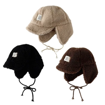 Стилна детска топла шапка-ушанка от вълна от овце, модни обикновена заострени шапки с мека периферия, прическа