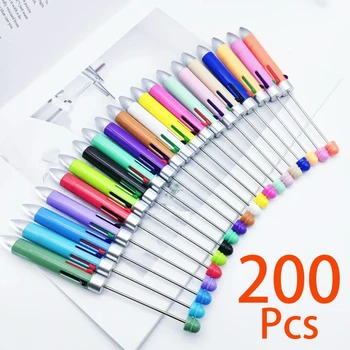 200шт Бизнес-дръжка от мъниста 4 цвята химикалки от мъниста със собствените си ръце Многоцветен пластмасова химикалка писалка Подарък дръжка