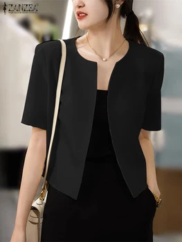 Стилна лятна блуза ZANZEA, женски луксозен офис блейзър, Корейската риза с къс ръкав, палта, дамски елегантни връхни дрехи, ежедневни якета