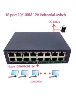 16-портов модул превключване на индустриален ethernet 10/100 М постоянен ток 12 В училище, търговски център, промишлена зона, търговски център