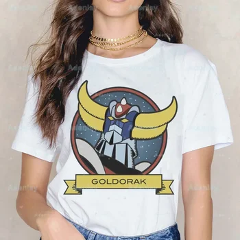 Goldorak НЛО Лятна риза Графична Тениска Grendizer Дамски Блузи С кръгло деколте Space Robot Nostalgia Goldrake Tee Забавна Тениска За момичета