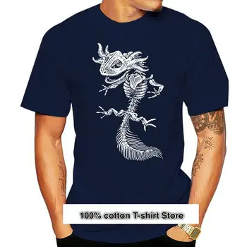 Camisetas de diseño personalizado ал hombre, camisa cuello de redondo, 100% algodón, manga corta, Axolotl, esqueleto