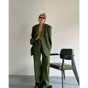 Модни дамски дрехи 2023 г., на нови приходи, женски ансамбъл от панталон и блейзър от полиэфирсульфона, комплект от две части, жена топ и панталон