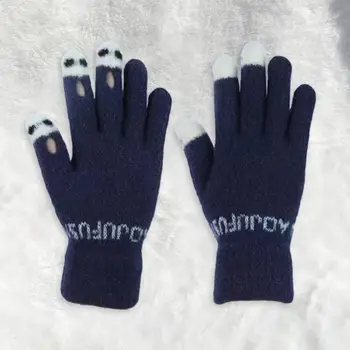 Топли ръкавици, зимни ръкавици, унисекс, зимни ръкавици, устойчиви трикотаж, Забавно мультяшное лицето, сензорен екран, подходящи по цвят Пълни пръсти