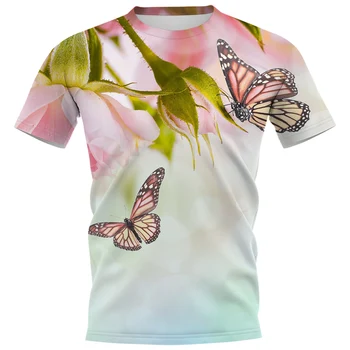 HX Модерен мъжки тениски с 3D-графика, пеперуди с тичинки, тениски, ежедневни ризи с къс ръкав, Блузи в стил хип-хоп, директна доставка