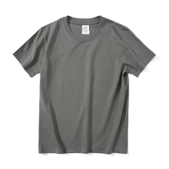 Тениска оверсайз с кръгло деколте и къс ръкав, унисекс, основни безшевни памучни тениски, обикновена S-2XL
