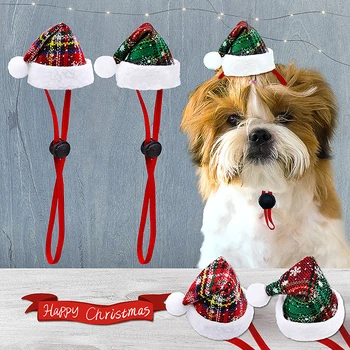 Коледни малки кученца и котки, модни Коледна шапка за парти с кучета, шапки за домашни кучета, коледна украса