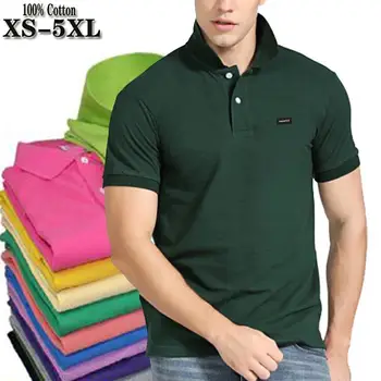 100% Памук, с висококачествена Лятна мъжка риза с къси ръкави, спортни дрехи с къс ръкав, тениски, ежедневни поло, Мъжки модни дрехи, блузи с ревери