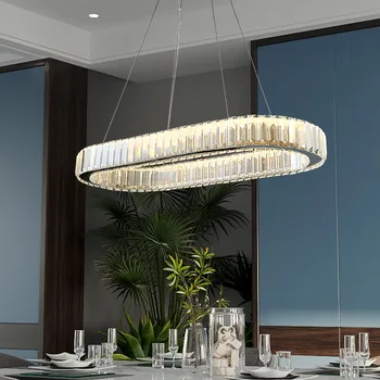 2023 Луксозен Кристална окачен тавана лампа Дневна Спалня Подвесная полилей Бар маса за Хранене, Лампа за декор на стаята Блясък