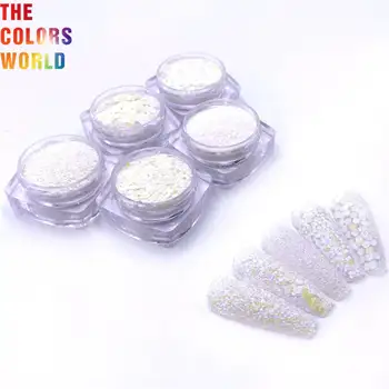 TCD14 Устойчиви на растворителям Бели Pearlescent Флуоресцирующие Шестоъгълник Пирони Блясък Козметични украса със собствените си Ръце Текстилна боя Аксесоари за дрехи