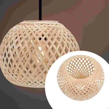 Тъкани бамбук лампа Защита на клетки за електрически крушки Кошница от ратан Полилей Светлинна Лампа на кутията